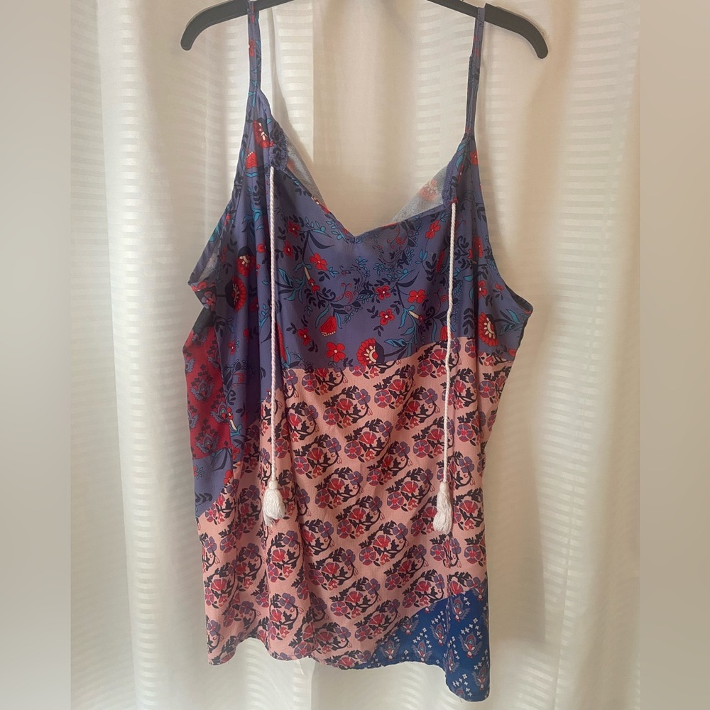 Natural Life Patchwork Tie Front Camisole